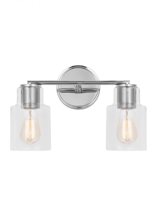 Visual Comfort & Co. Studio Collection Sayward Transitional 2-Light Bath Vanity Wall Sconce in Chrome Finish With Clear Glass Shades