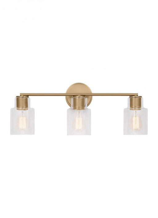 Visual Comfort & Co. Studio Collection Sayward Transitional 3-Light Bath Vanity Wall Sconce in Satin Brass Gold Finish