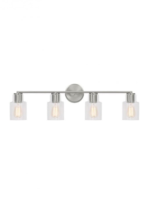 Visual Comfort & Co. Studio Collection Sayward Transitional 4-Light Bath Vanity Wall Sconce in Brushed Steel Silver Finish