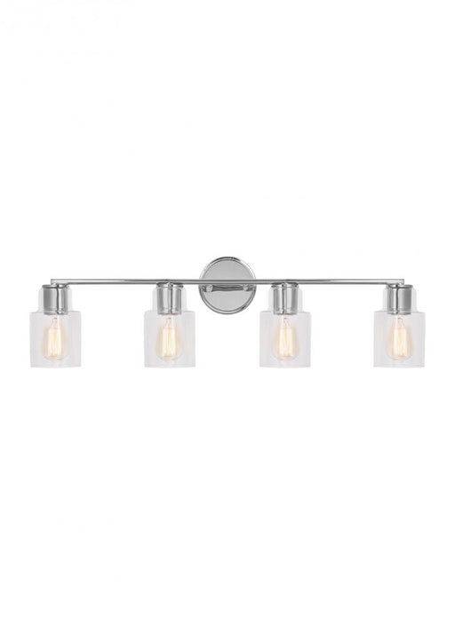 Visual Comfort & Co. Studio Collection Sayward Transitional 4-Light Bath Vanity Wall Sconce in Chrome Finish With Clear Glass Shades