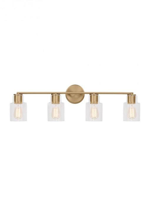 Visual Comfort & Co. Studio Collection Sayward Transitional 4-Light Bath Vanity Wall Sconce in Satin Brass Gold Finish