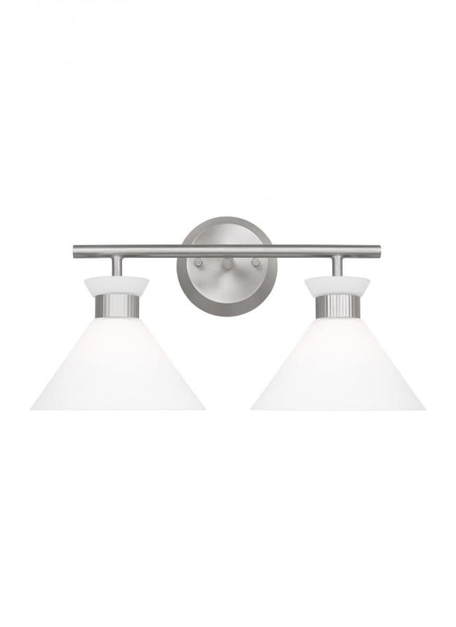 Visual Comfort & Co. Studio Collection Belcarra Modern 2-Light Bath Vanity Wall Sconce in Brushed Steel Silver Finish