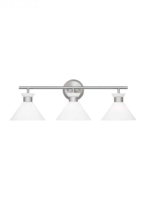 Visual Comfort & Co. Studio Collection Belcarra Modern 3-Light Bath Vanity Wall Sconce in Brushed Steel Silver Finish