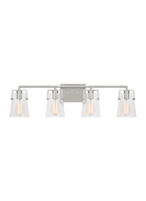 Visual Comfort & Co. Studio Collection Crofton Modern 4-Light Bath Vanity Wall Sconce in Brushed Steel Silver Finish