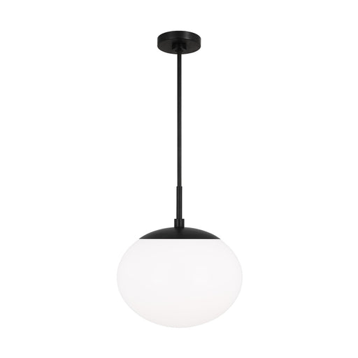 Visual Comfort & Co. Studio Collection Lune modern mid-century large indoor dimmable 1-light pendant in an aged iron finish and milk white