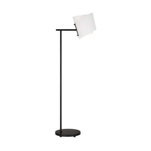 Visual Comfort & Co. Studio Collection Paerero modern 1-light LED medium task floor lamp in aged iron grey finish with white paper shade