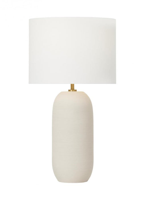 Visual Comfort & Co. Studio Collection Hable Fanny 1-Light Table Lamp in Matte Concrete with White Linen Fabric Shade