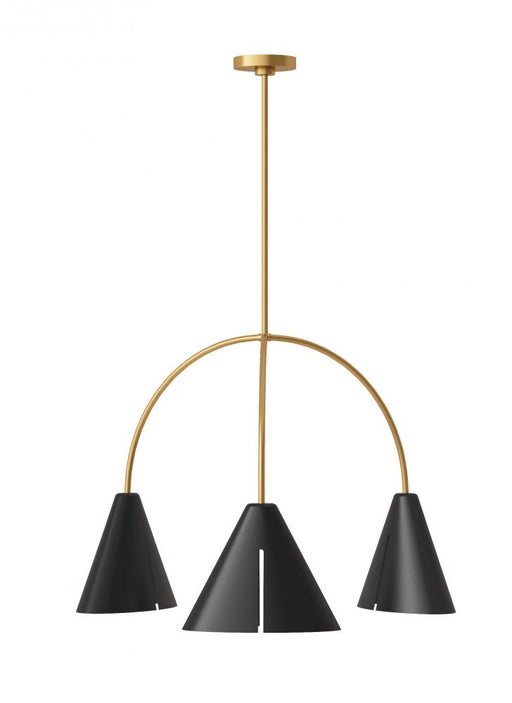 Visual Comfort & Co. Studio Collection Cambre modern 3-light integrated LED indoor dimmable large ceiling chandelier in burnished brass gol