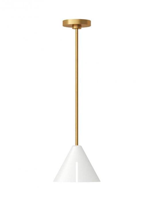 Visual Comfort & Co. Studio Collection Cambre modern 1-light integrated LED indoor dimmable small ceiling hanging pendant in burnished bras