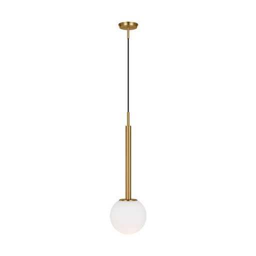 Visual Comfort & Co. Studio Collection Nodes contemporary 1-light indoor dimmable large ceiling hanging pendant in burnished brass gold fin