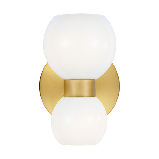 Visual Comfort & Co. Studio Collection Londyn modern indoor dimmable single sconce wall fixture in a burnished brass finish with milk white