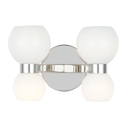 Visual Comfort & Co. Studio Collection Londyn modern indoor dimmable double sconce wall fixture in a polished nickel finish with milk white