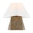 Visual Comfort & Co. Studio Collection Herrero modern 1-light LED medium table lamp in antique gild rustic gold finish with white linen fab