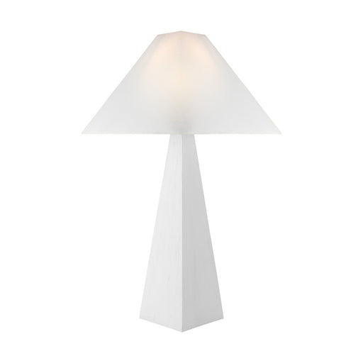 Visual Comfort & Co. Studio Collection Herrero modern 1-light LED large table lamp in matte white finish with white linen fabric shade