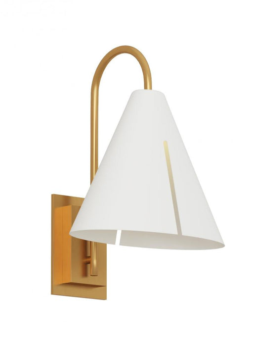 Visual Comfort & Co. Studio Collection Cambre modern 1-light integrated LED indoor dimmable small task wall sconce in burnished brass gold