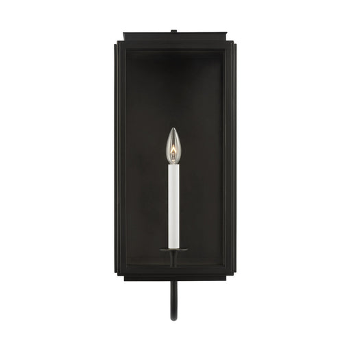 Visual Comfort & Co. Studio Collection Edgar traditional outdoor large 1-light wall lantern in a textured black finish with clear glass pan