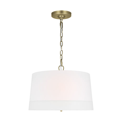 Visual Comfort & Co. Studio Collection Ivy traditional dimmable indoor 1-light wide pendant in a time worn brass finish with an etched whit