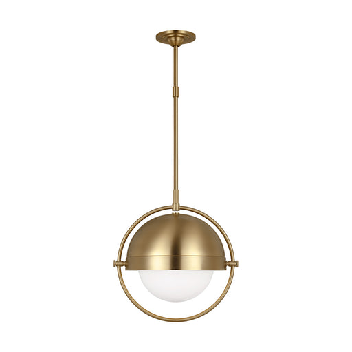 Visual Comfort & Co. Studio Collection Bacall transitional 1-light indoor dimmable large ceiling hanging pendant in burnished brass gold fi