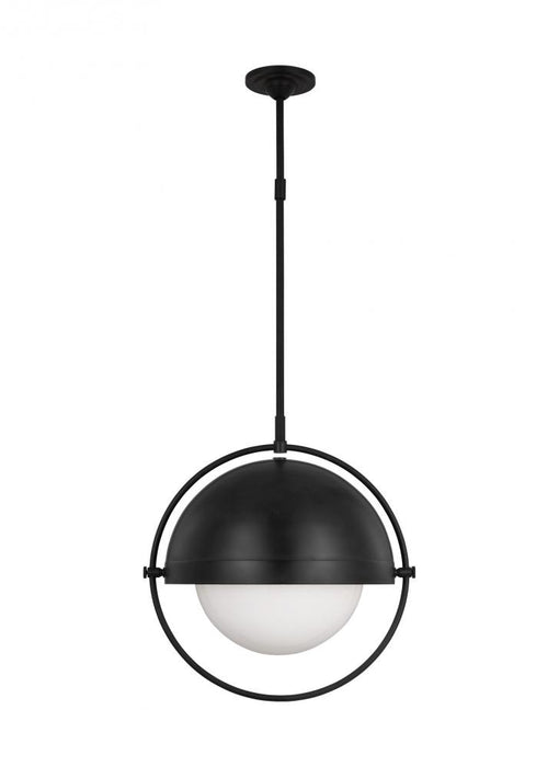 Visual Comfort & Co. Studio Collection Bacall transitional 1-light indoor dimmable extra large ceiling hanging pendant in aged iron grey fi