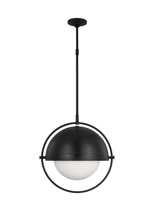 Visual Comfort & Co. Studio Collection Bacall transitional 1-light indoor dimmable extra large ceiling hanging pendant in aged iron grey fi