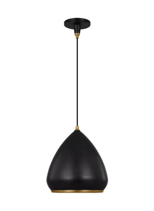 Visual Comfort & Co. Studio Collection Clasica casual 1-light indoor dimmable medium ceiling hanging pendant in aged iron grey finish with