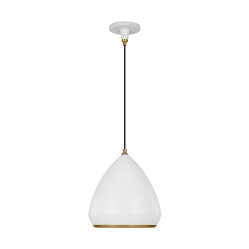 Visual Comfort & Co. Studio Collection Clasica casual 1-light indoor dimmable medium ceiling hanging pendant in matte white finish with age