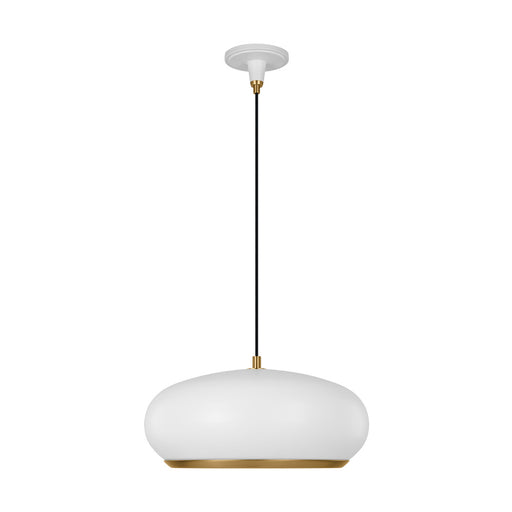 Visual Comfort & Co. Studio Collection Clasica casual 1-light indoor dimmable large ceiling hanging pendant in matte white finish with aged