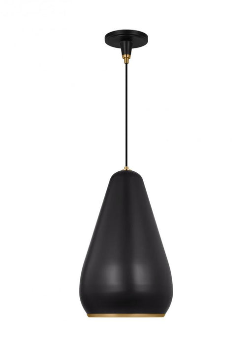 Visual Comfort & Co. Studio Collection Clasica casual 1-light indoor dimmable small ceiling hanging pendant in aged iron grey finish with m