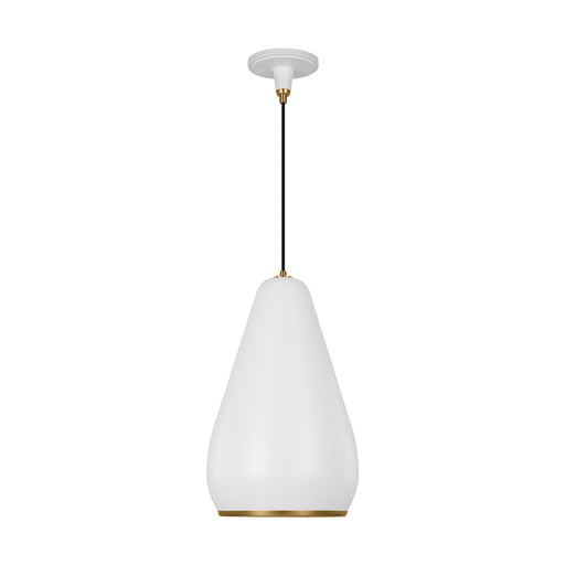 Visual Comfort & Co. Studio Collection Clasica casual 1-light indoor dimmable small ceiling hanging pendant in matte white finish with aged