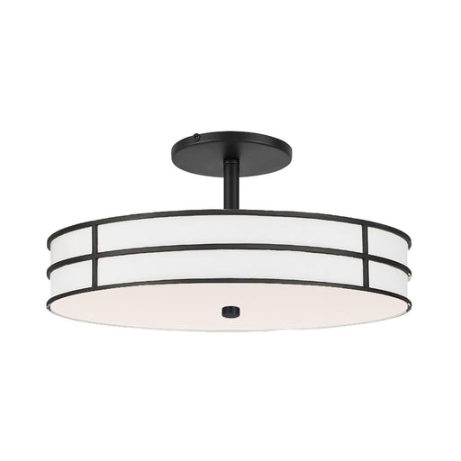 2 Light Semi-flush, Mb W/ Wh Fabric Shade | FVA-162SF-MB
