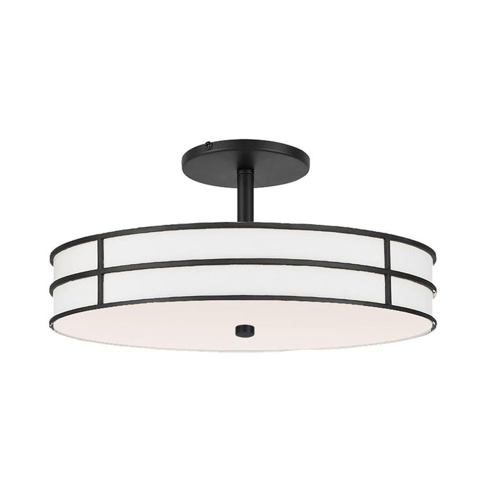 2 Light Semi-flush, Mb W/ Wh Fabric Shade | FVA-162SF-MB