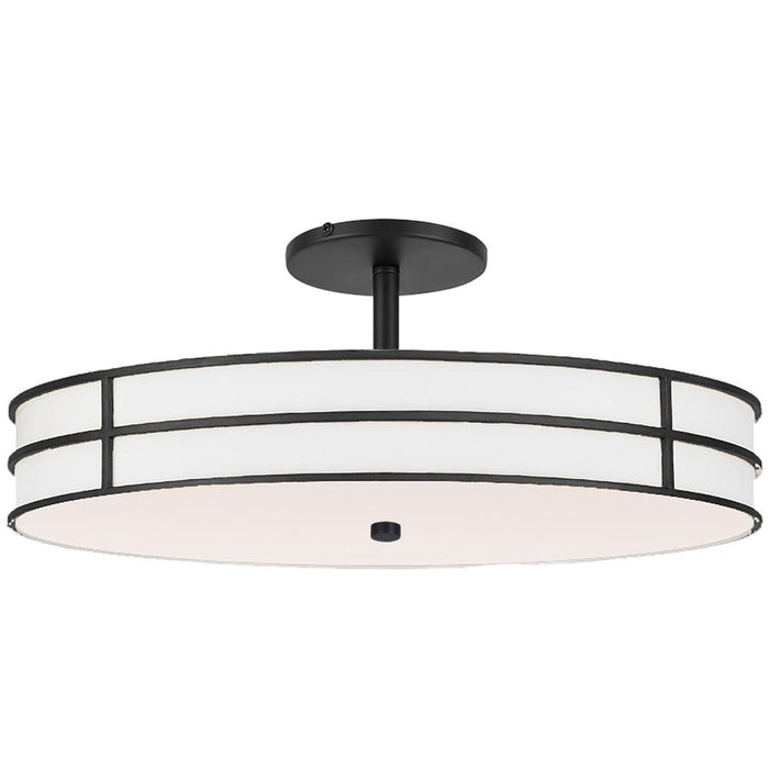  3 Light  Semi-flush, Mb W/ Wh Fabric Shade | FVA-203SF-MB