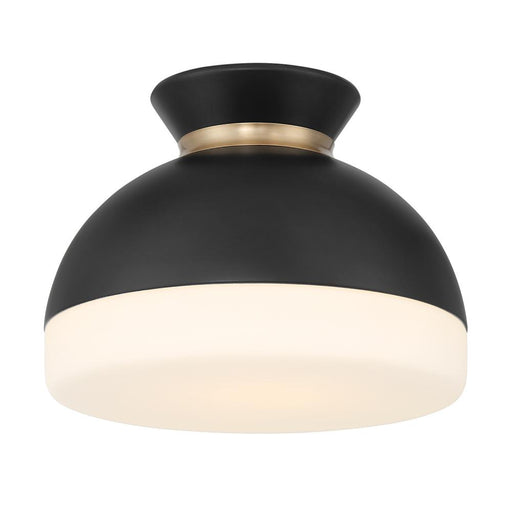 Crystorama Brian Patrick Flynn Gidget 1 Light Matte Black + Vibrant Gold Flush Mount