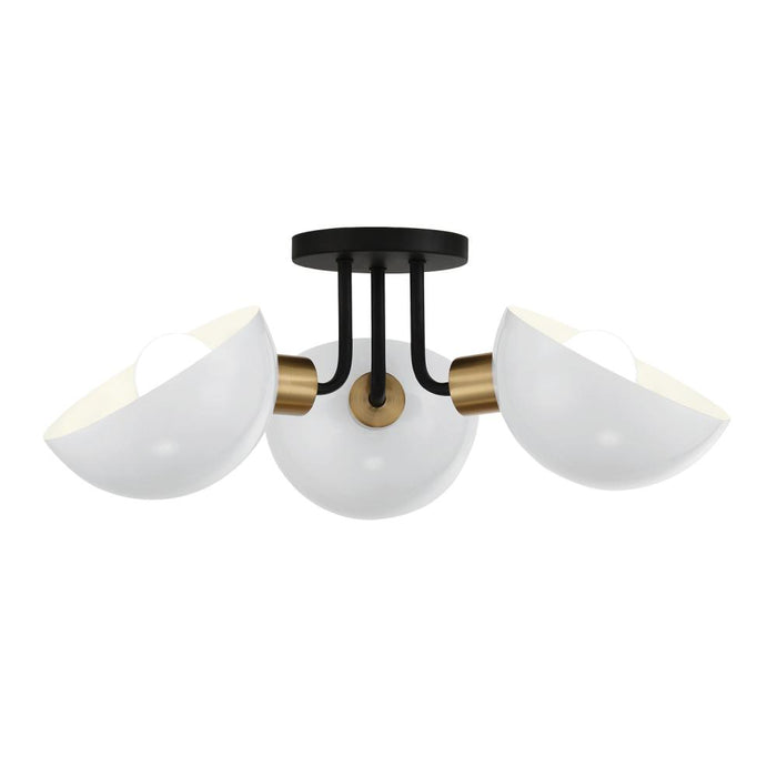 Gigi 3 Light Black + Aged Brass Semi Flush Mount | GIG-810-BK-AG