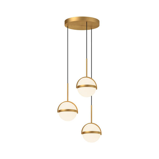 Globo 3 Head Brushed Gold Led Multi Pendant | MP301003BG