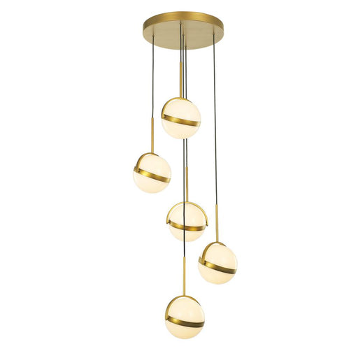 Alora Globo 5 Head Brushed Gold LED Multi Pendant