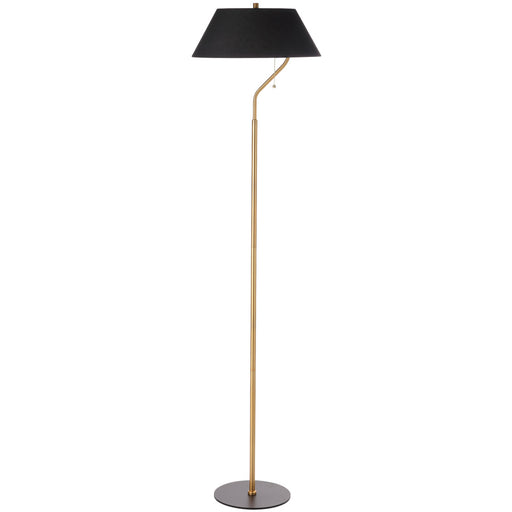 1 Light Aged Brass And Matte Black Floor Lamp With Black Shade | GRD-641F-AGB-MB-BK