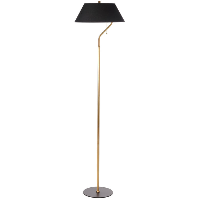 1 Light Aged Brass And Matte Black Floor Lamp With Black Shade | GRD-641F-AGB-MB-BK