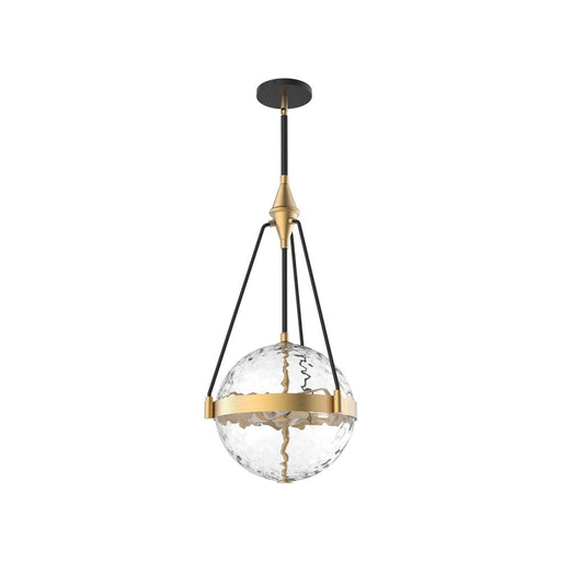 Harmony 14-in Brushed Gold/ Clear Water Glass 3 Lights Pendant | PD406414BGWC