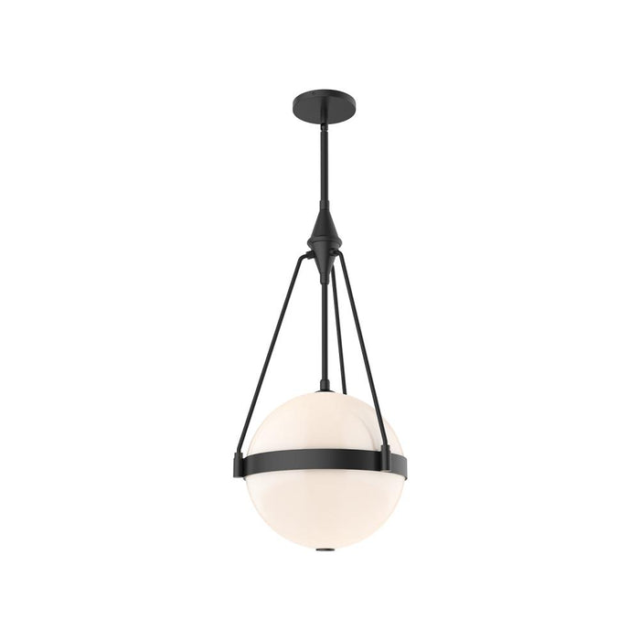 Alora Harmony 14-in Matte Black/Glossy Opal Glass 3 Lights Pendant