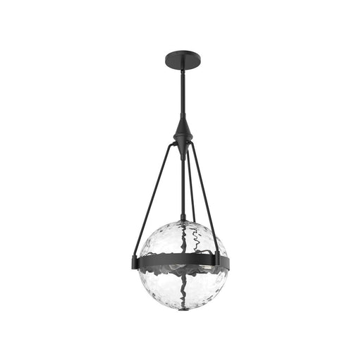 Harmony 14-in Matte Black/clear Water Glass 3 Lights Pendant | PD406414MBWC