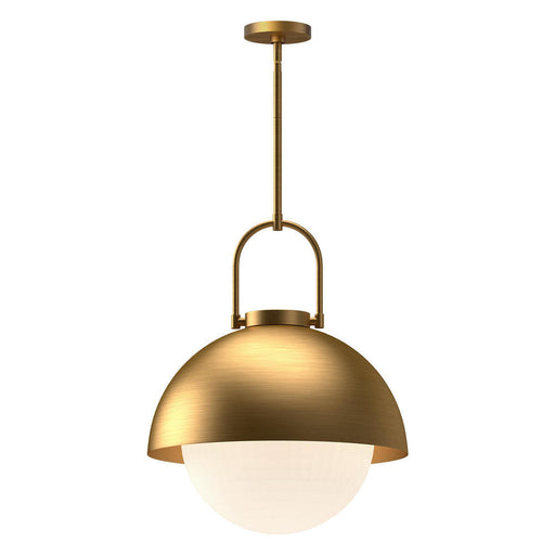 Harper 16-in Aged Gold/opal Matte Glass 1 Light Pendant | PD507216AGOP