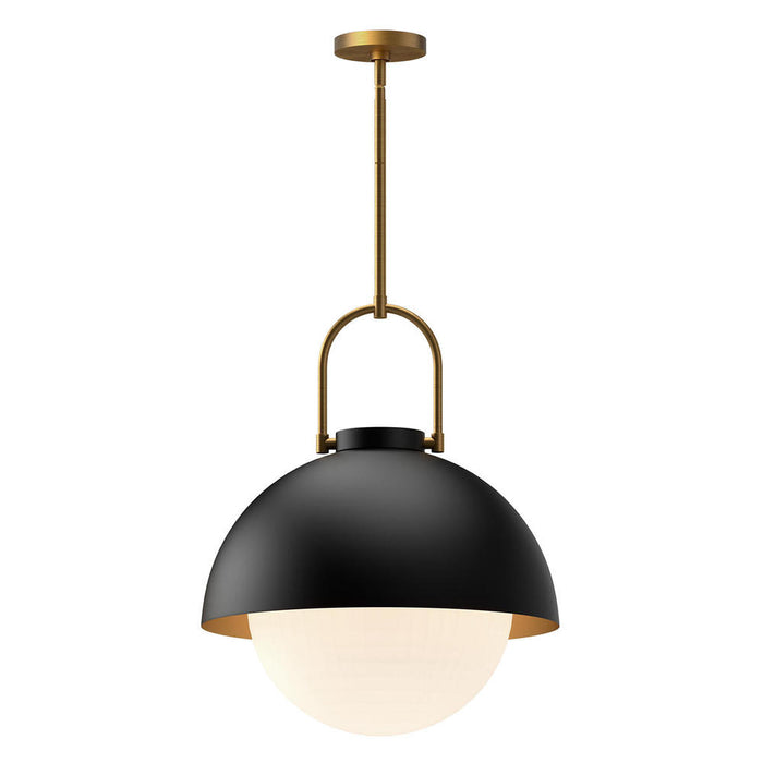 Harper 16-in Matte Black/opal Matte Glass 1 Light Pendant | PD507216MBOP