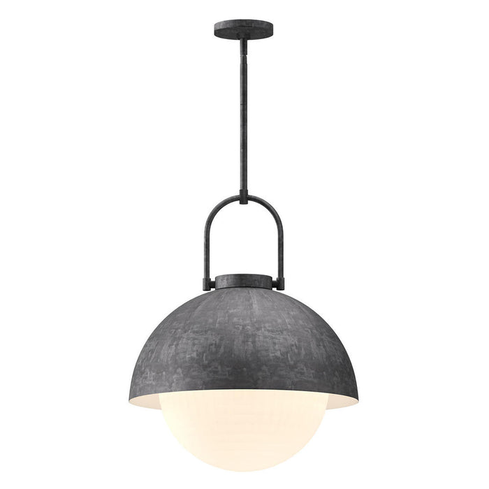 Harper 16-in Steel Shade/opal Matte Glass 1 Light Pendant | PD507216SLOP