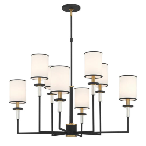 Hatfield 8 Light Black Forged + Vibrant Gold Chandelier | HAT-478-BF-VG