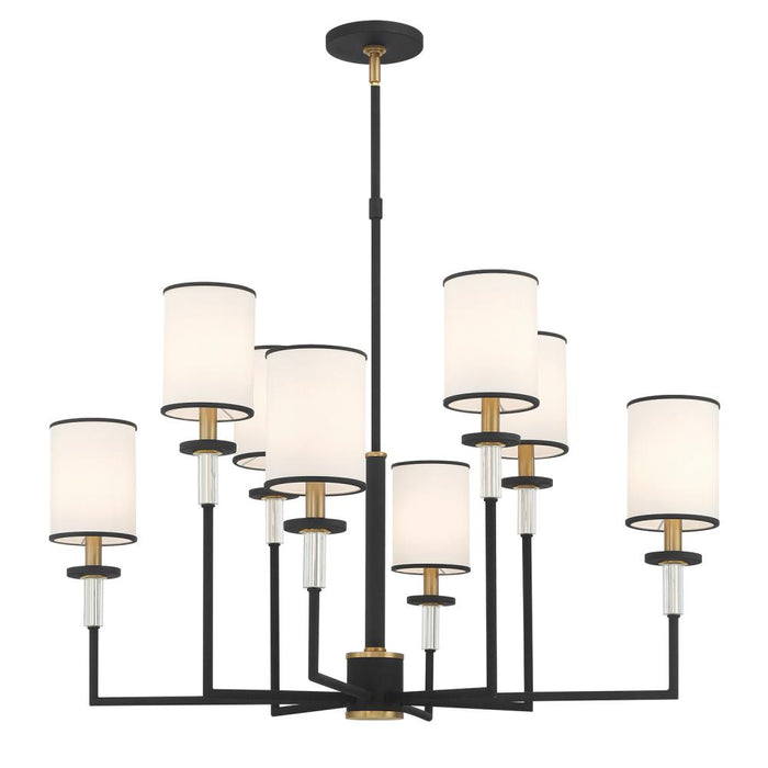 Hatfield 8 Light Black Forged + Vibrant Gold Chandelier | HAT-478-BF-VG