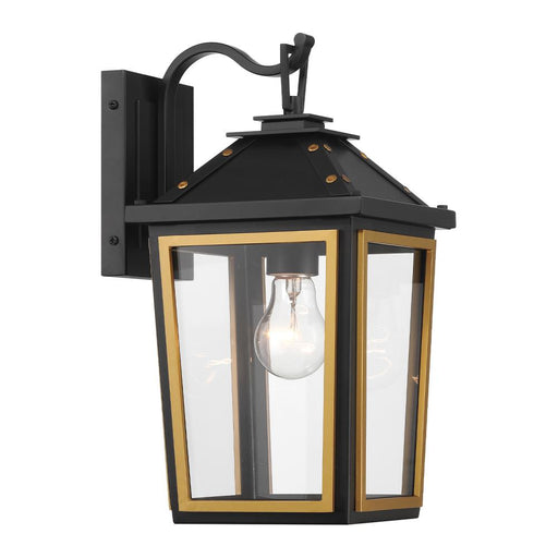 Hawkins 1 Light Matte Black + Textured Gold Outdoor Sconce | HAW-601-MK-TG