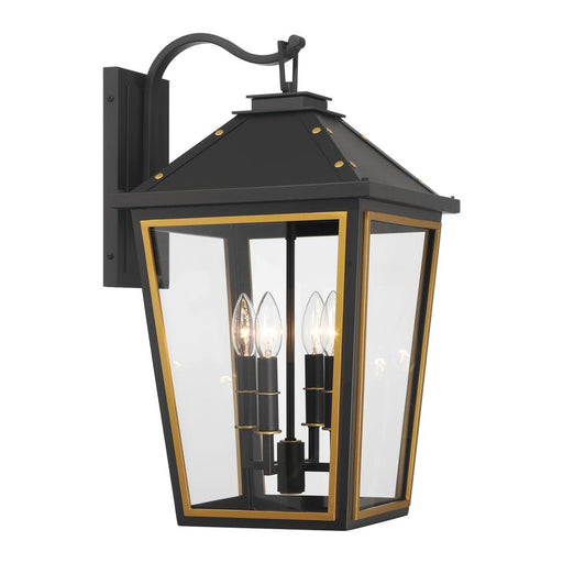 Hawkins 4 Light Matte Black + Textured Gold Outdoor Sconce | HAW-603-MK-TG