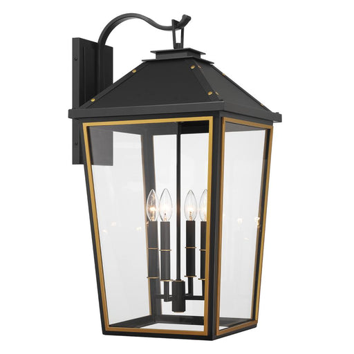 Hawkins 4 Light Matte Black + Textured Gold Outdoor Sconce | HAW-604-MK-TG