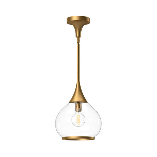 Hazel 10-in Aged Gold/clear Glass 1 Light Pendant | PD524110AGCL